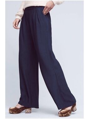 NWT Anthropologie Waverly Grey Suki Wide Leg Pants Blue Size 6